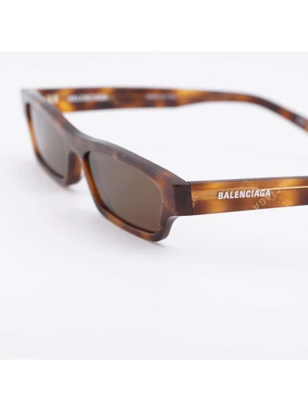Balenciaga BB0075S 002 Sunglasses Havana Rectangle Frame, Brown Lenses